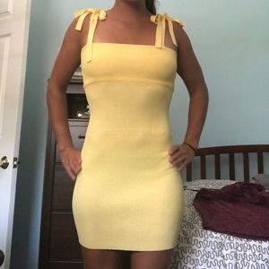 Yellow dress with bow tie straps